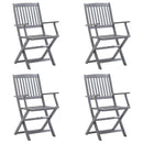 vidaXL 4 db összecsukható tömör akácfa kültéri szék párnával