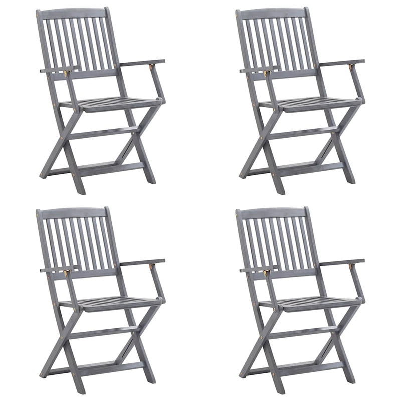 vidaXL 4 db összecsukható tömör akácfa kültéri szék párnával