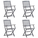 vidaXL 4 db összecsukható tömör akácfa kültéri szék párnával