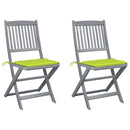 vidaXL 2 db összecsukható tömör akácfa kültéri szék párnával