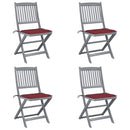 vidaXL 4 db összecsukható tömör akácfa kültéri szék párnával