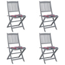 vidaXL 4 db összecsukható tömör akácfa kültéri szék párnával
