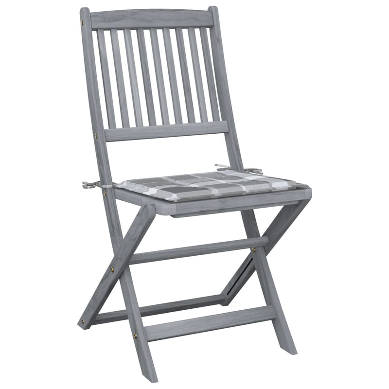 vidaXL 4 db összecsukható tömör akácfa kültéri szék párnával