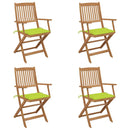 vidaXL 4 db összecsukható tömör akácfa kerti szék párnákkal