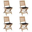 vidaXL 4 db összecsukható tömör akácfa kerti szék párnákkal
