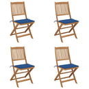 vidaXL 4 db összecsukható tömör akácfa kerti szék párnákkal