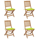 vidaXL 4 db összecsukható tömör akácfa kerti szék párnákkal
