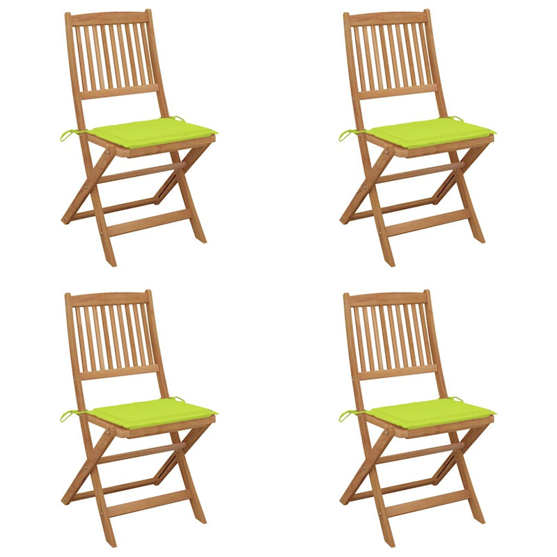vidaXL 4 db összecsukható tömör akácfa kerti szék párnákkal