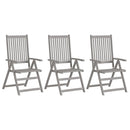 vidaXL 3 db dönthető tömör akácfa kerti szék párnákkal