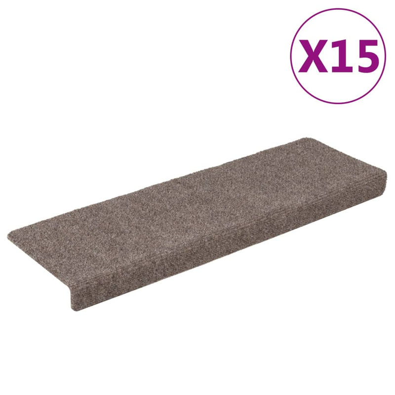 vidaXL 15db tűvel lyuggatott puncsszínű szövet lépcsőszőnyeg 65x21x4cm