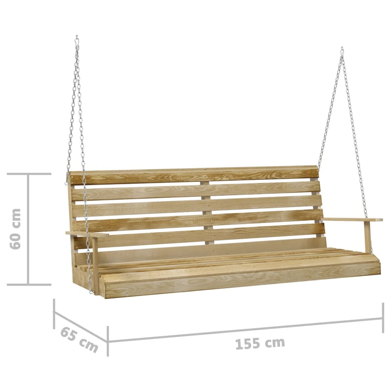 vidaXL impregnált fenyőfa hintapad 155 x 65 x 60 cm