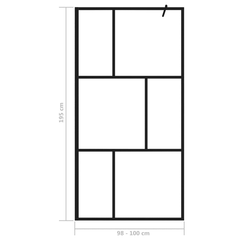 vidaXL fekete zuhanyfal edzett üveggel 100 x 195 cm