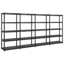 vidaXL fekete műanyag 5 szintes tárolópolc 340 x 40 x 185 cm