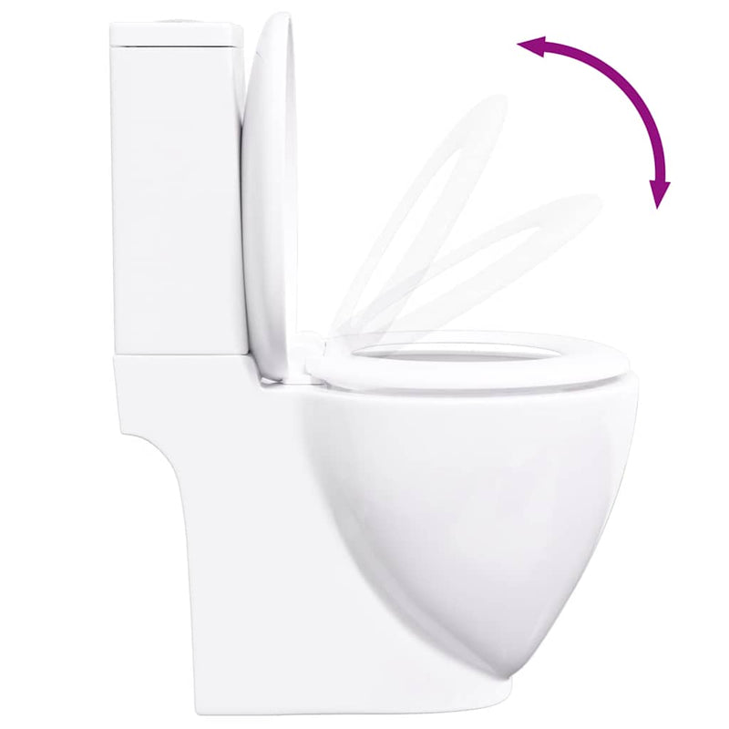 vidaXL fürdőszobai kerek fehér kerámia WC alsó vízelvezetéssel