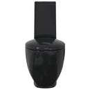 vidaXL fürdőszobai kerek fekete kerámia WC alsó vízelvezetéssel