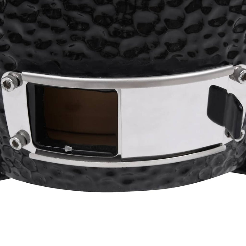 vidaXL fekete kerámia 2 az 1-ben Kamado grillsütő füstölővel 56 cm