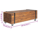 vidaXL tömör tíkfa dohányzóasztal 110 x 45 x 38 cm