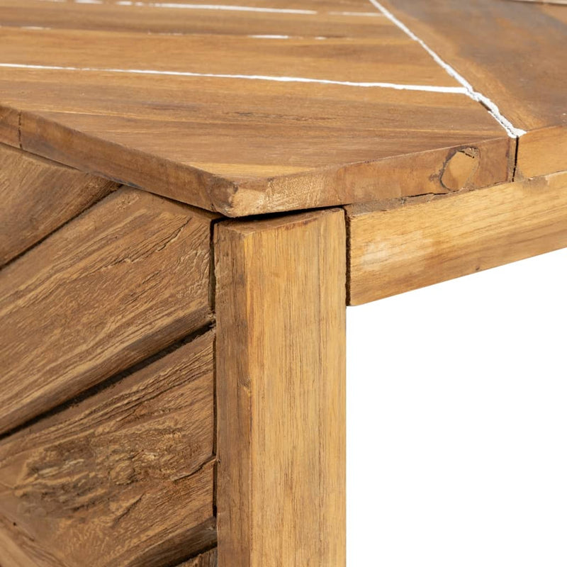 vidaXL eróziós tömör tíkfa dohányzóasztal 110 x 35 x 38 cm