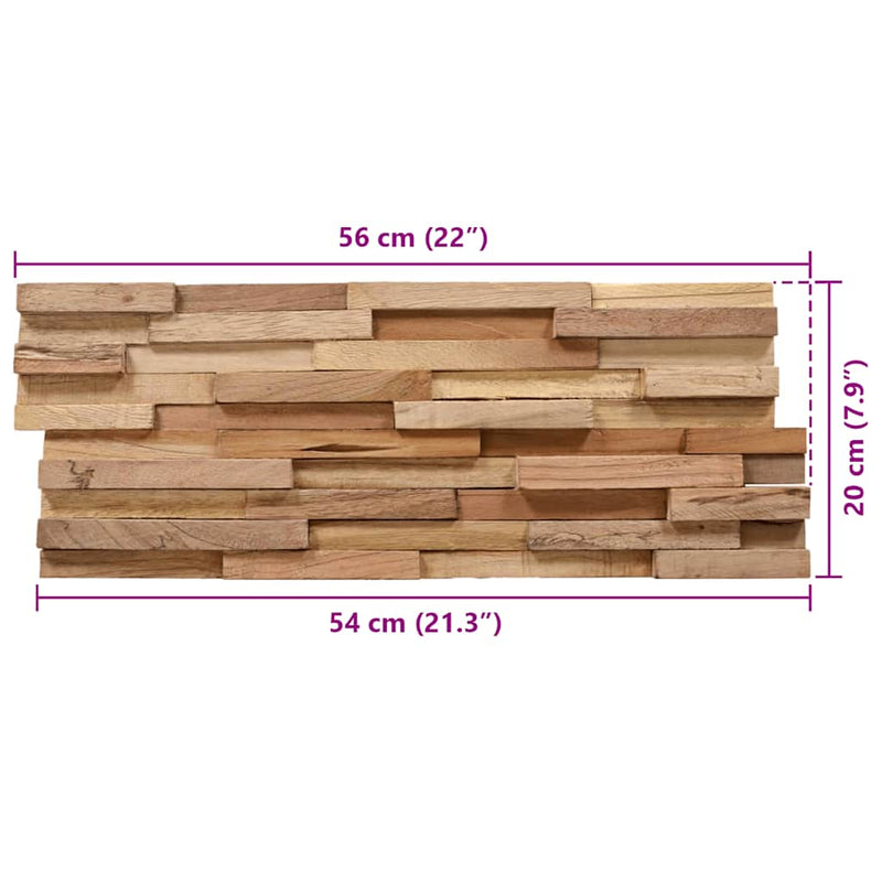 vidaXL 10 db tömör tíkfa 3D falburkoló panel 1,08 m²