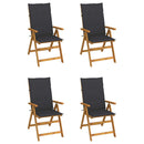 vidaXL 4 db dönthető tömör akácfa kerti szék párnával