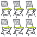 vidaXL 6 db összecsukható tömör akácfa kültéri szék párnákkal