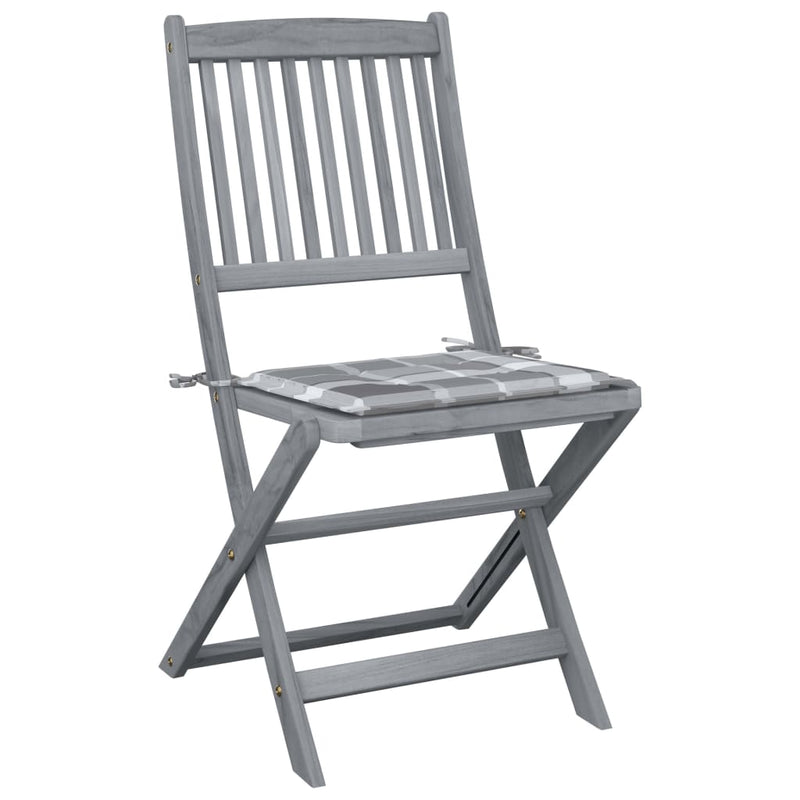 vidaXL 6 db összecsukható tömör akácfa kültéri szék párnákkal