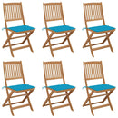 vidaXL 6 db összecsukható tömör akácfa kerti szék párnával