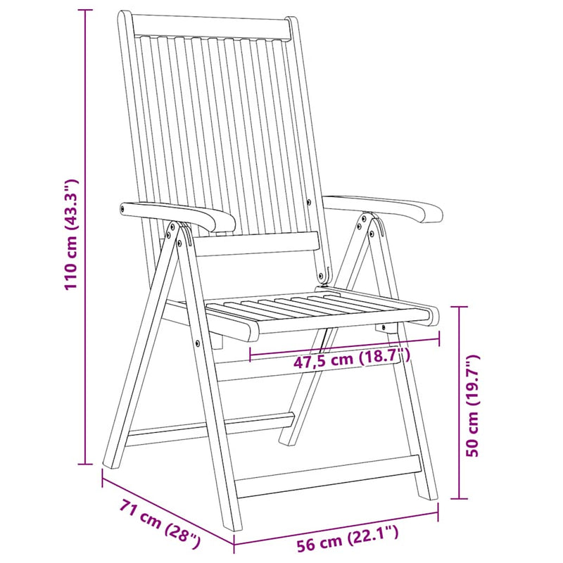 vidaXL 4 db összecsukható tömör akácfa kerti szék
