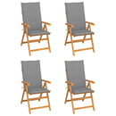 vidaXL 4 db tömör tíkfa kerti szék szürke párnákkal