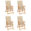 vidaXL 4 db tömör tíkfa kerti szék bézs párnákkal