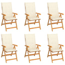 vidaXL 6 db tömör tíkfa kerti szék krémszínű párnákkal