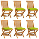 vidaXL 6 db tömör tíkfa kerti szék élénkzöld párnával