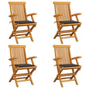 vidaXL 4 db tömör tíkfa kerti szék tópszínű párnával