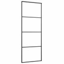 vidaXL fekete alumínium és ESG üveg tolóajtó 76 x 205 cm