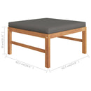 vidaXL tömör tíkfa lábtartó sötétszürke párnával