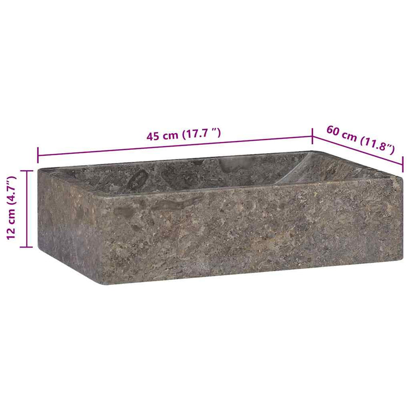 vidaXL magasfényű szürke márvány mosdókagyló 45 x 30 x 12 cm