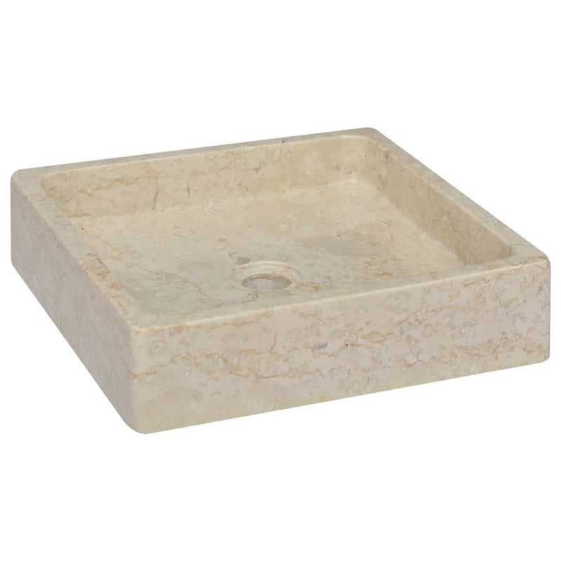 vidaXL krémszínű márvány mosdókagyló 40 x 40 x 10 cm