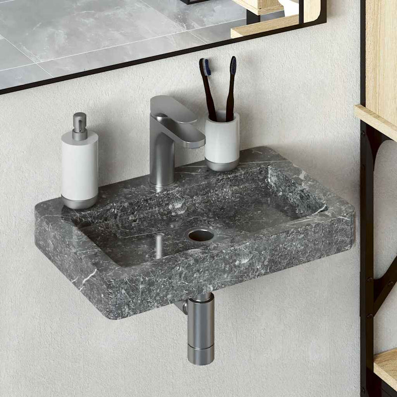 vidaXL szürke márvány falra szerelhető mosdókagyló 38 x 24 x 6,5 cm