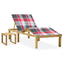 vidaXL impregnált fenyőfa kerti napozóágy asztallal és párnával