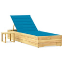 vidaXL impregnált fenyőfa kerti napozóágy asztallal és párnával