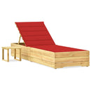 vidaXL impregnált fenyőfa kerti napozóágy asztallal és párnával