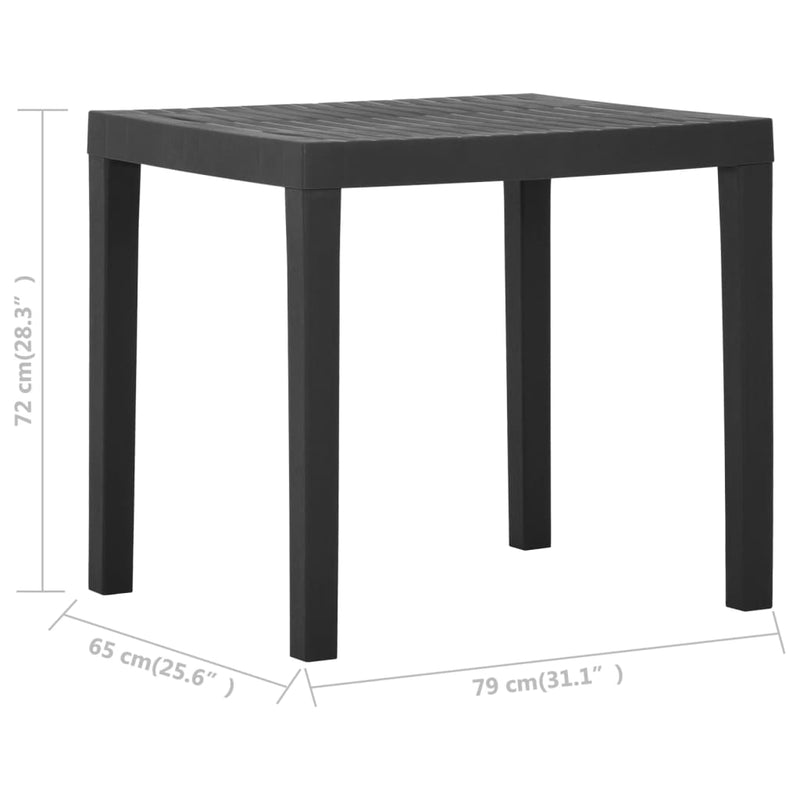 vidaXL szürke műanyag kerti asztal 79 x 65 x 72 cm