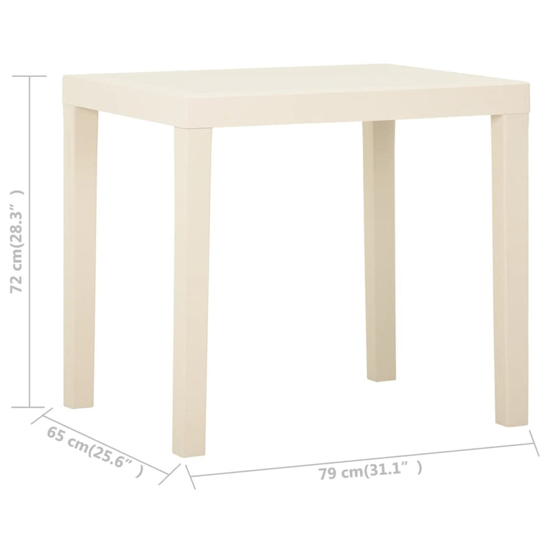 vidaXL fehér műanyag kerti asztal 79 x 65 x 72 cm