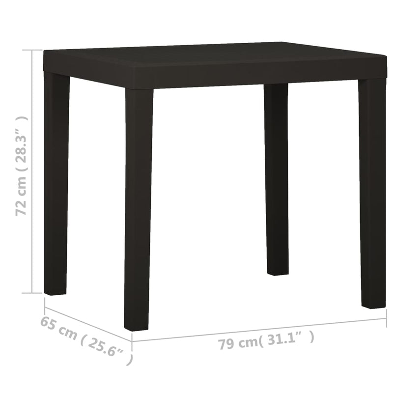 vidaXL antracitszürke műanyag kerti asztal 79 x 65 x 72 cm