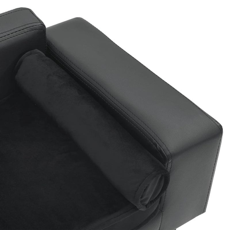 vidaXL sötétszürke plüss és műbőr kutyakanapé 81 x 43 x 31 cm