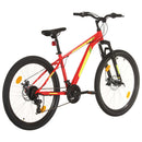 vidaXL 21 sebességes piros mountain bike 27,5 hüvelykes kerékkel 38 cm