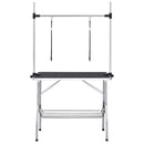 vidaXL állítható kutyakozmetikai asztal 2 hurokkal és kosárral