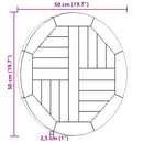 vidaXL kerek tömör tíkfa asztallap 2,5 cm 50 cm