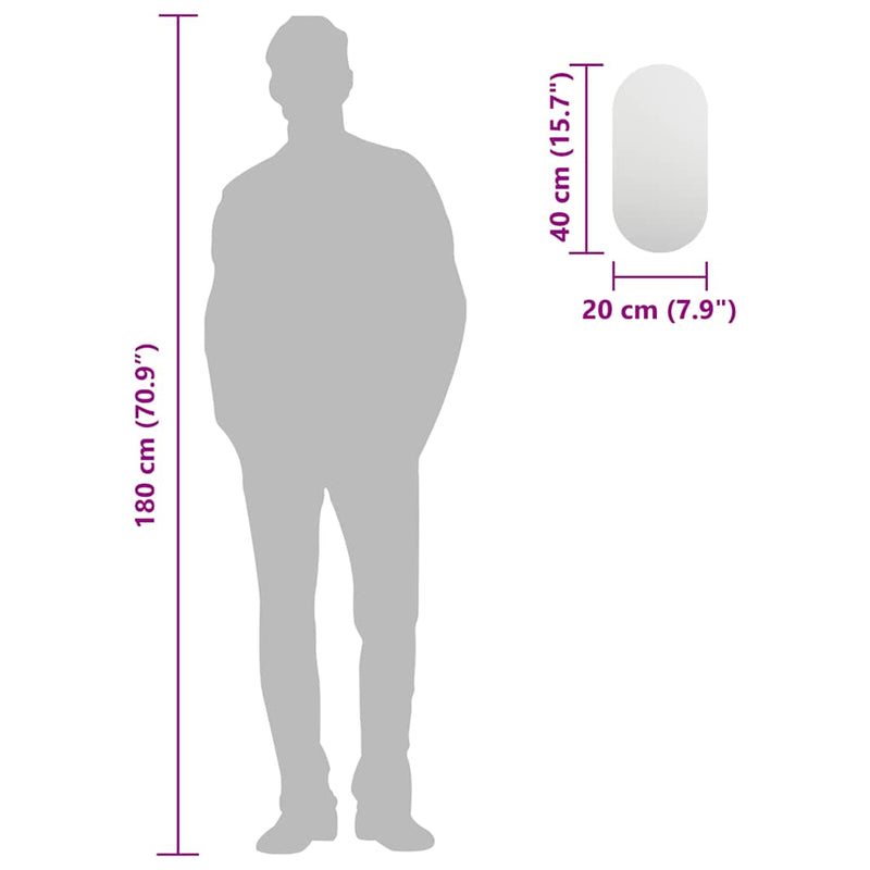 vidaXL üvegtükör 40 x 20 cm