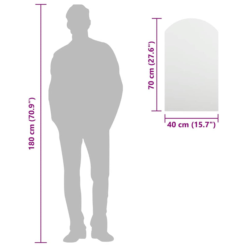 vidaXL üvegtükör 70 x 40 cm